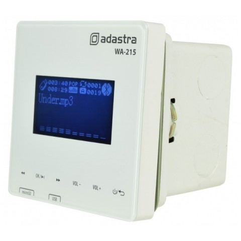 Sieninis stiprintuvas Adastra WA-215 2x15W su USB/SD/FM, Bluetooth grotuvu